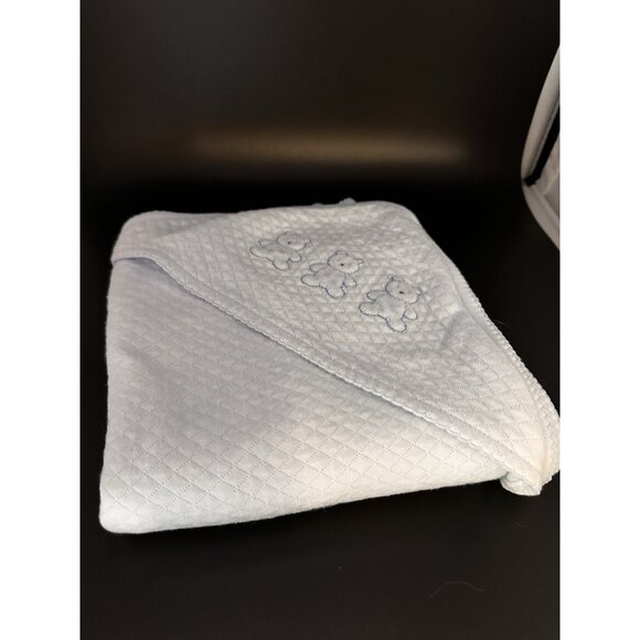 2009 Light Blue Baby Security Blanket Bears Hooded Quilted Nursery Rhyme 30 x 30 - Picture 6 of 16